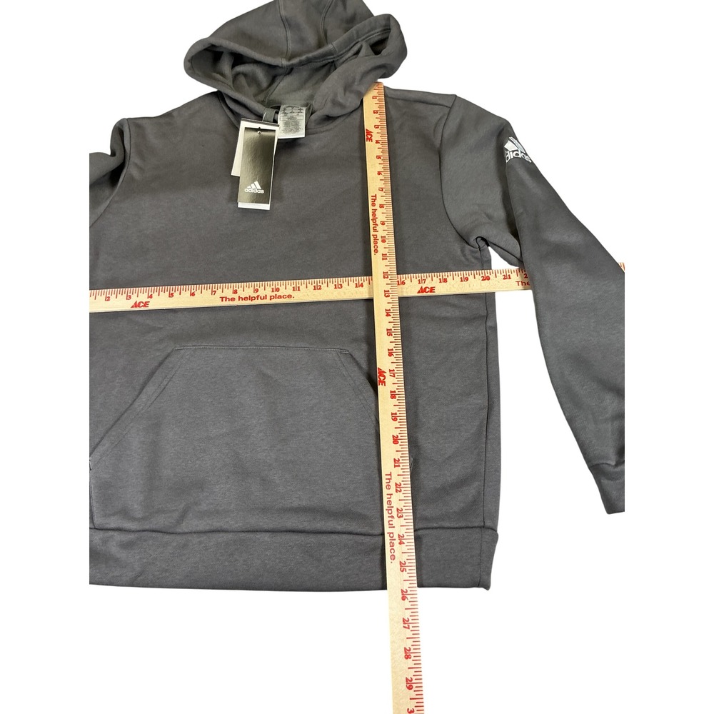 Adidas Fleece Hoodie Womens Small Gray Pullover Pocket Logo Athletic Casual - Picture 8 of 9